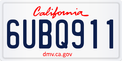 CA license plate 6UBQ911