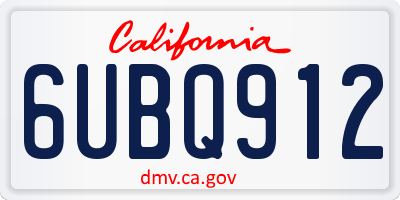 CA license plate 6UBQ912