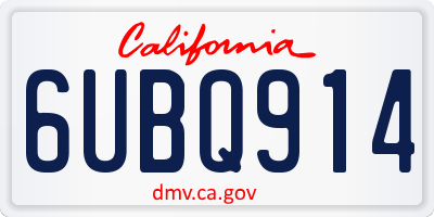CA license plate 6UBQ914