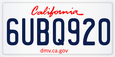 CA license plate 6UBQ920