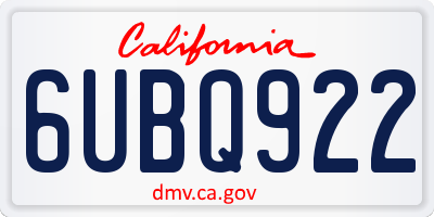 CA license plate 6UBQ922