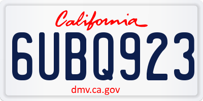 CA license plate 6UBQ923