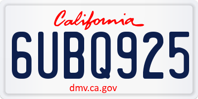 CA license plate 6UBQ925