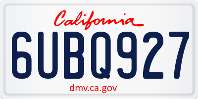 CA license plate 6UBQ927