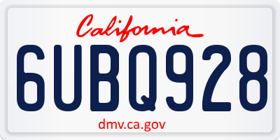 CA license plate 6UBQ928