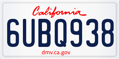 CA license plate 6UBQ938