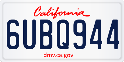 CA license plate 6UBQ944