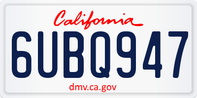 CA license plate 6UBQ947