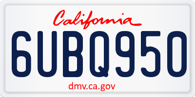 CA license plate 6UBQ950