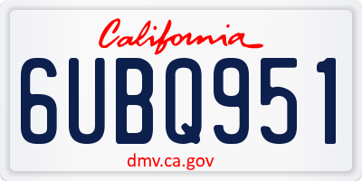 CA license plate 6UBQ951