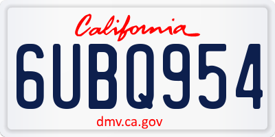CA license plate 6UBQ954