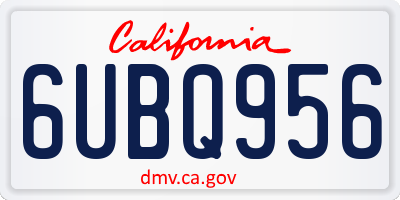 CA license plate 6UBQ956