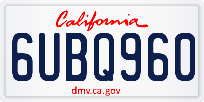 CA license plate 6UBQ960