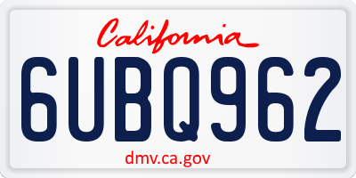 CA license plate 6UBQ962