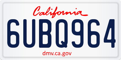 CA license plate 6UBQ964