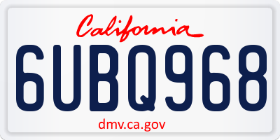 CA license plate 6UBQ968