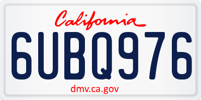 CA license plate 6UBQ976