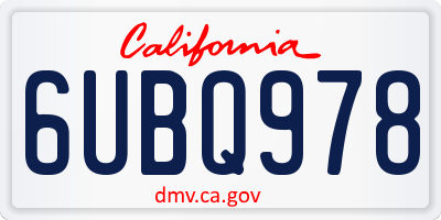 CA license plate 6UBQ978