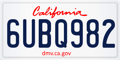 CA license plate 6UBQ982