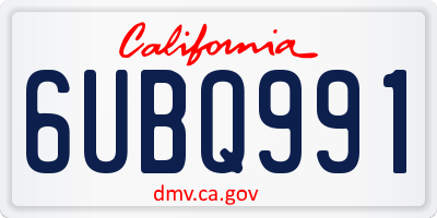 CA license plate 6UBQ991