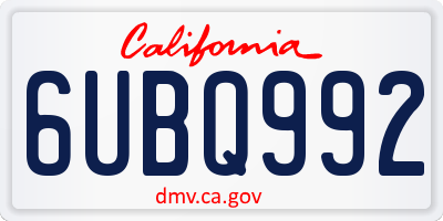 CA license plate 6UBQ992