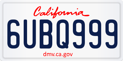 CA license plate 6UBQ999
