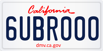CA license plate 6UBR000