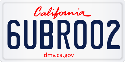 CA license plate 6UBR002