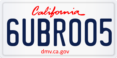 CA license plate 6UBR005