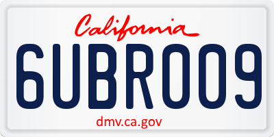 CA license plate 6UBR009