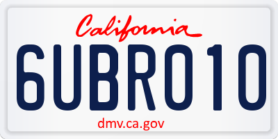 CA license plate 6UBR010