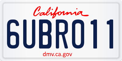CA license plate 6UBR011
