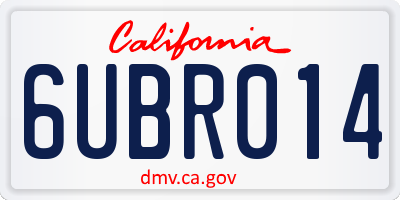 CA license plate 6UBR014