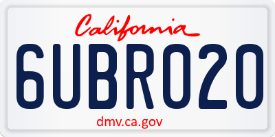 CA license plate 6UBR020
