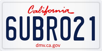 CA license plate 6UBR021
