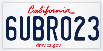 CA license plate 6UBR023