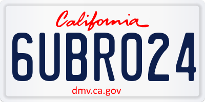 CA license plate 6UBR024