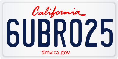 CA license plate 6UBR025