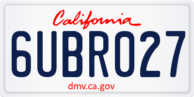 CA license plate 6UBR027
