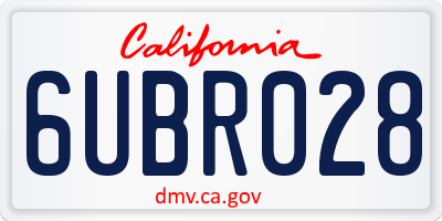 CA license plate 6UBR028