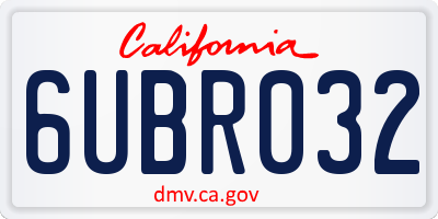 CA license plate 6UBR032
