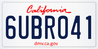 CA license plate 6UBR041