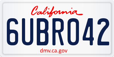 CA license plate 6UBR042