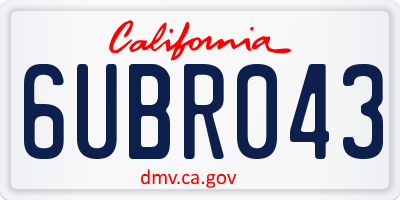 CA license plate 6UBR043