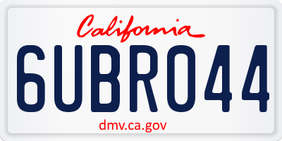 CA license plate 6UBR044