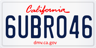 CA license plate 6UBR046