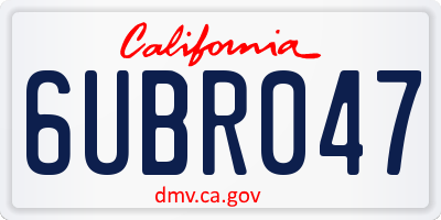 CA license plate 6UBR047