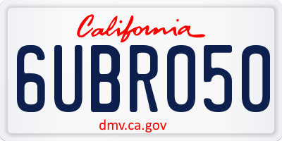 CA license plate 6UBR050