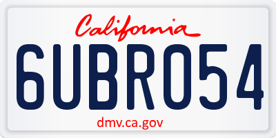 CA license plate 6UBR054
