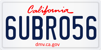 CA license plate 6UBR056